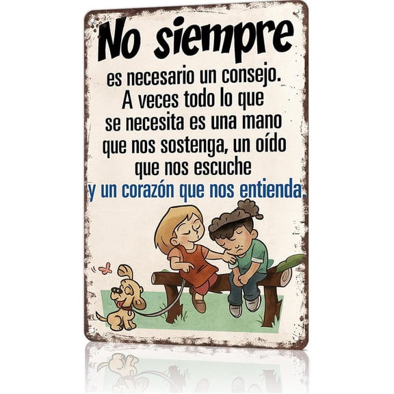 Vintage Spanish Inspirational Metal Sign, Funny Wall Art Poster for Home Office Man Cave Decor, 8 x 12 Inch