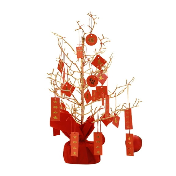 IFANLANDOR Desktop Decor Money Tree Adornment Red 1Pack 19.7x9.8x9.8in