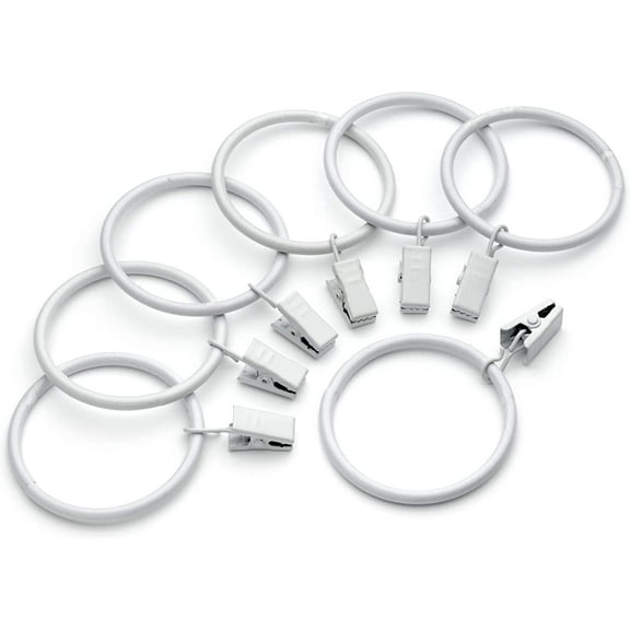 Iron Metal Curtain Clip Rings 2 Inch Interior Diameter (20, White)