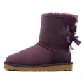 thumbnail image 1 of Botas de mujer de tubo medio acolchadas de lana con lazo doble de una pieza con piel de algodón y correa de invierno para nieve, 1 of 4