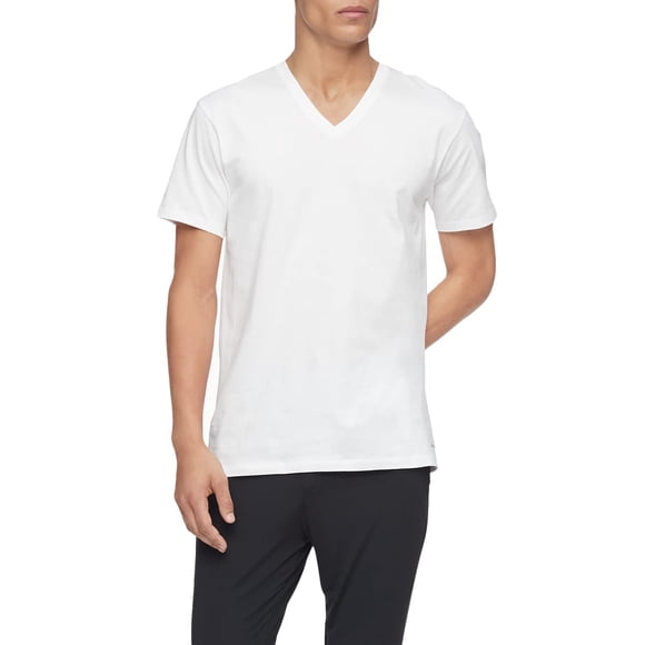 Calvin Klein Men's Cotton Classics Multipack V Neck T-Shirts, White 3 Pack New, Large