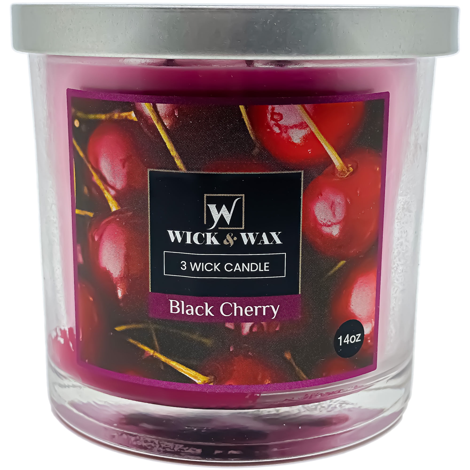VeZee's 3 Wick 14 oz Black Cherry Scented Jar Candles by Wick & Wax, Lift your spirits with the refreshing, pleasant fragrance:2 Jars