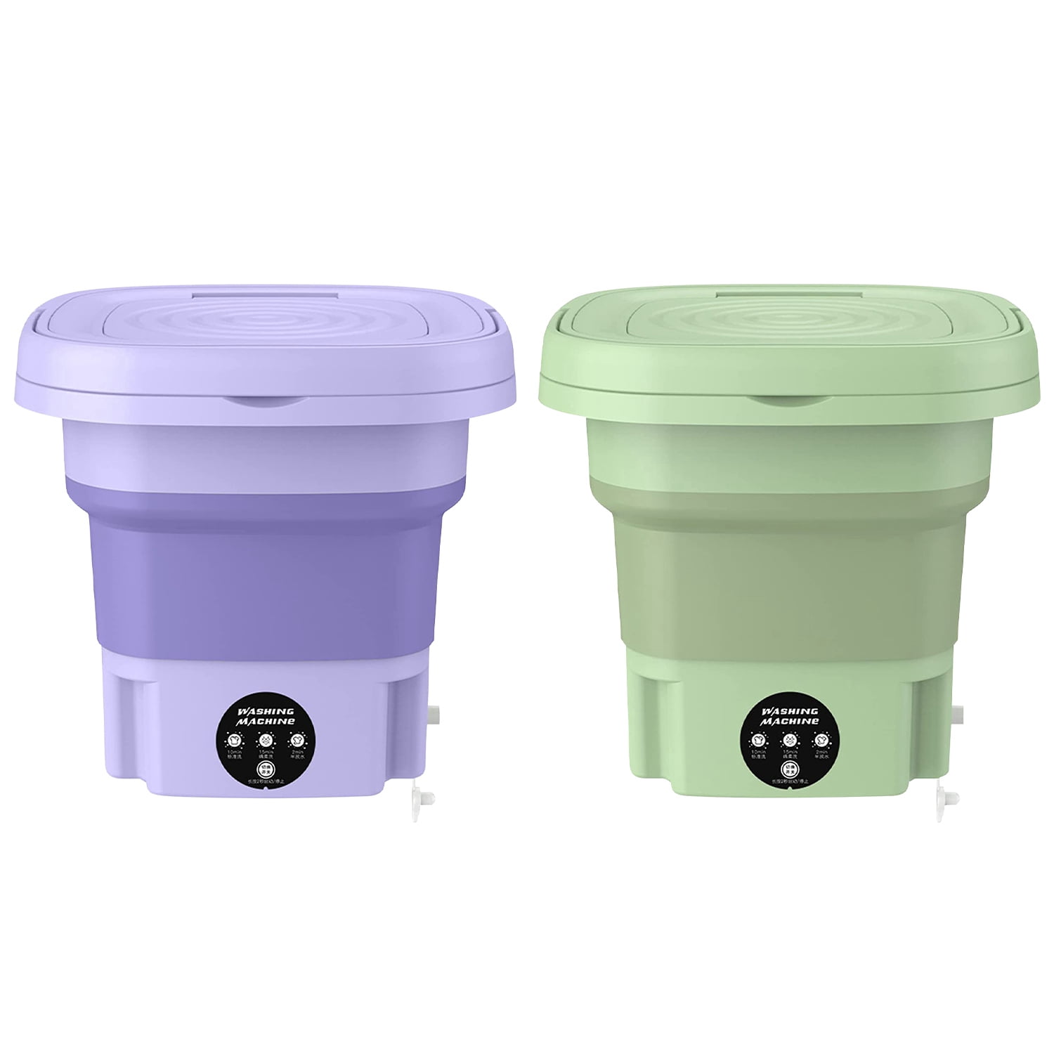 Portable Small Washing Machine, Teqhome 8L Capacity Foldable Mini Laundry Machine with Detachable Drain Basket 3 Modes, for Baby Clothes, Underwear or Small Clothes, Dorm, Camping, RV Travel Green