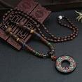 thumbnail image 3 of Eosunjian Vintage Ethnic Style Pendant Necklace Wood Beaded Handmade Women Sweater Necklace Jewelry Gift Fashion Accessories Style D, 3 of 13