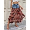 thumbnail image 6 of Womens Medium Wash Denim Patchwork Midi Skirt With Paisley Print, 6 of 7