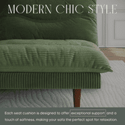 LLappuil 71 Corduroy Futon Convertible Sofa Bed, Loveseat Sleeper Sofa Couch for Living Room Apartment Green