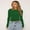 Green, variant on Women's Autumn Slim Cropped Tops, Solid Color Round-Neck Long Sleeve Show Navel T-Shirt