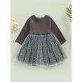 thumbnail image 4 of Bagilaanoe Toddler Baby Girl Party Dress Stars Moon Pattern Long Sleeve A-line Princess Dresses 9M 12M 24M 3T 4T Kid Patchwork Tulle Skirt, 4 of 8