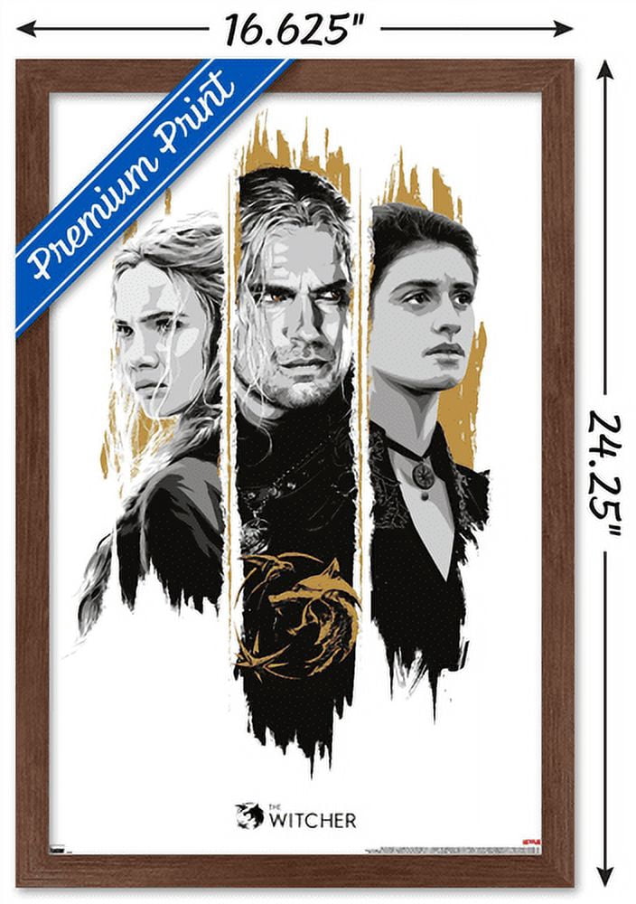 Netflix The Witcher Season 2 - Trio Wall Poster, 14.725" x 22.375", Framed