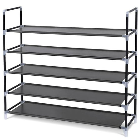 Ktaxon 5 Tiers Shoe Storage Rack Tower Cabinet Organizer  25 Pairs  for Entryway  Hallway and Closet Space Saving Storage and Organization