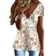 thumbnail image 1 of Camiseta con ribete de encaje, cuello en V, manga corta, cómoda y básica de verano para el trabajo a domicilio, 1 of 5