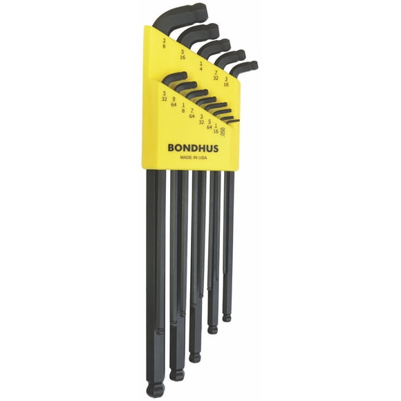 JUEGO DE 13 LLAVES HEXAGONALES DOBLE PUNTA DE BOLA FRACCIONALES. .050" A 3/8". BONDHUS 67037 BONDHUS 67037