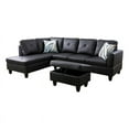 thumbnail image 2 of Starhome L Shaped Black Couch with Ottoman(Pillows Included) Microfiber, 2 of 8