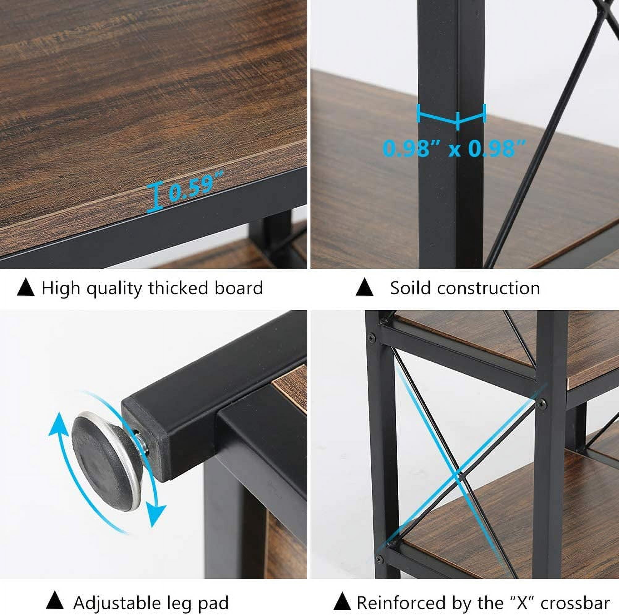 12 Shelves Bookshelf, Industrial Ladder Corner Bookshelf 9 Cubes Stepped Etagere Bookcase, Rustic 5-Tier Display Shelf Storage Organizer for Home Office