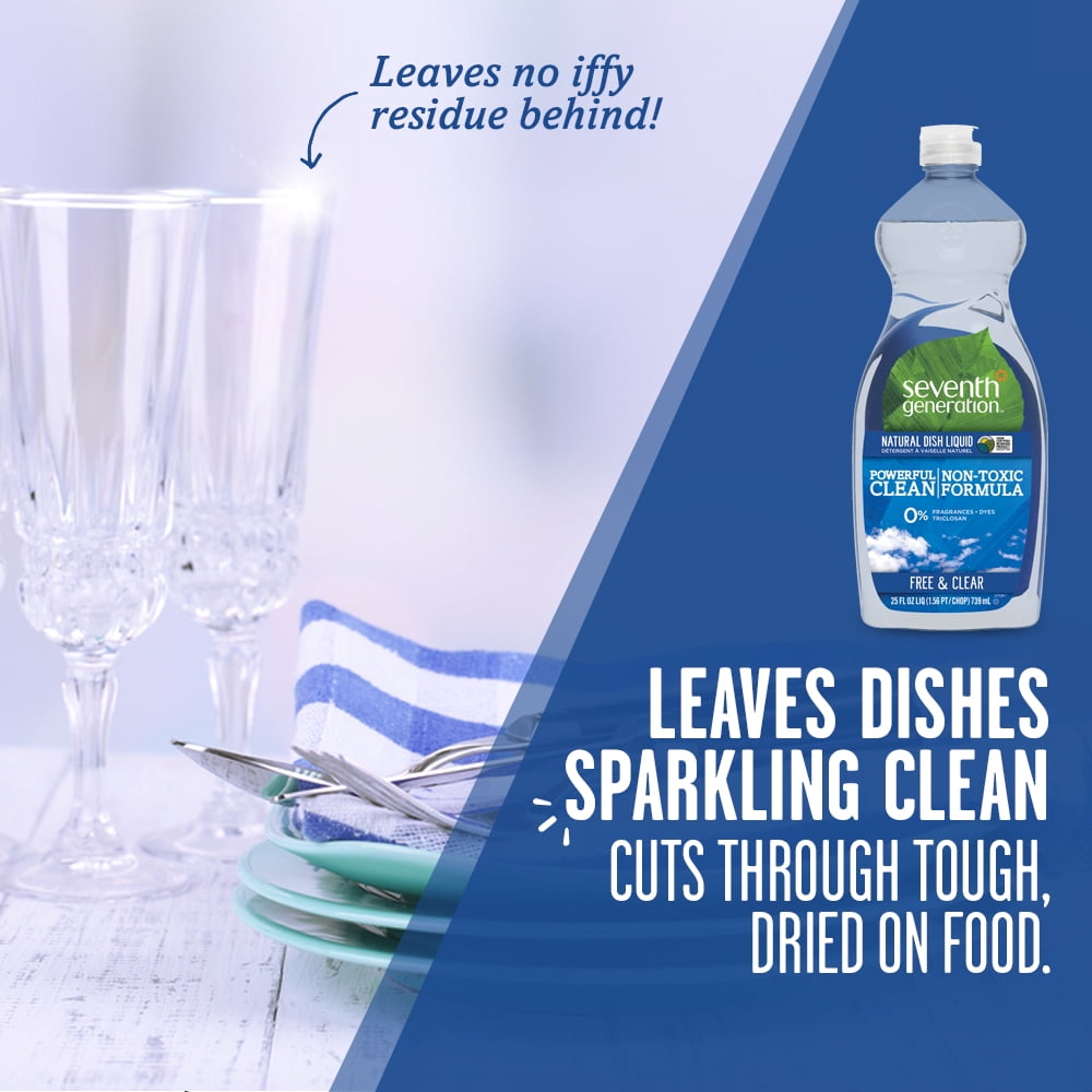Seventh Generation Dish Liquid, Free & Clear, 25 FL Oz