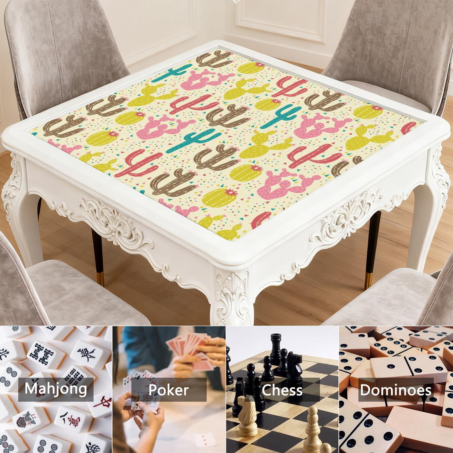 Large Plants Design Mahjong Pad 31.5x31.5 Inches Constructed from Durable Rubber Featuring Anti-Slip Non-Slip Backing and Noise Reduction for Card Games