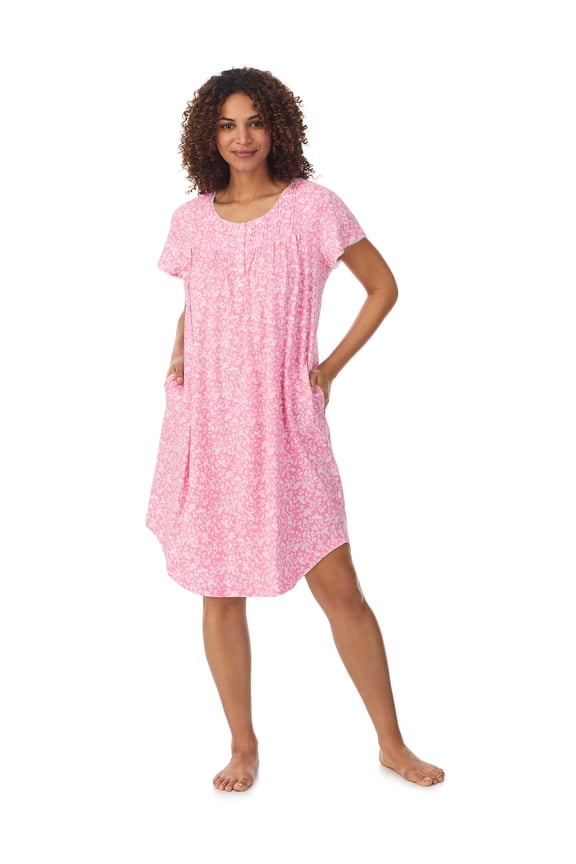 100% Cotton Short Sleeve Scoop Neck Nightgown with Pockets, Womens sizes S-5X