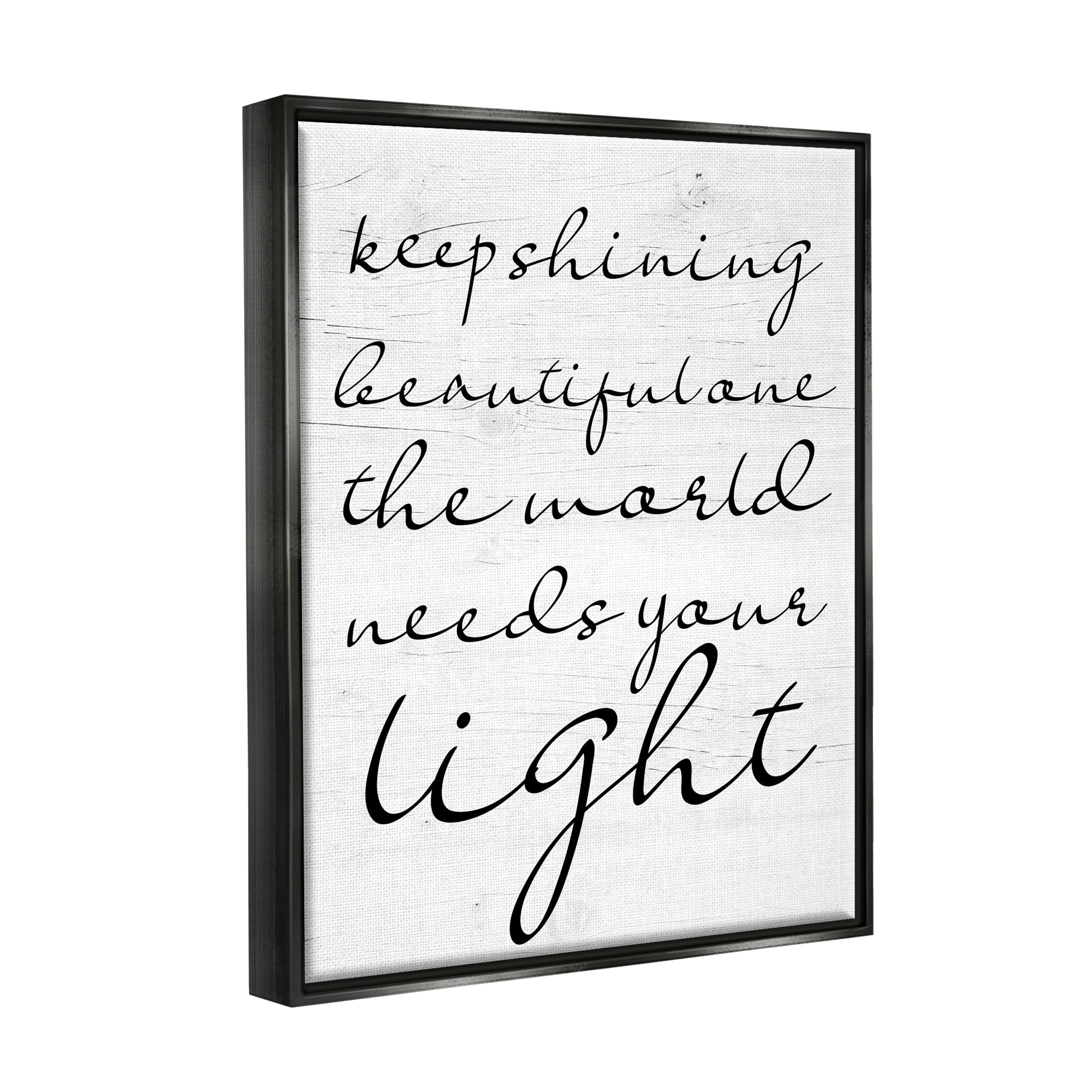 Stupell Keep Shining Beautiful One Phrase Inspirational Painting Black Floater Framed Art Print Wall Art