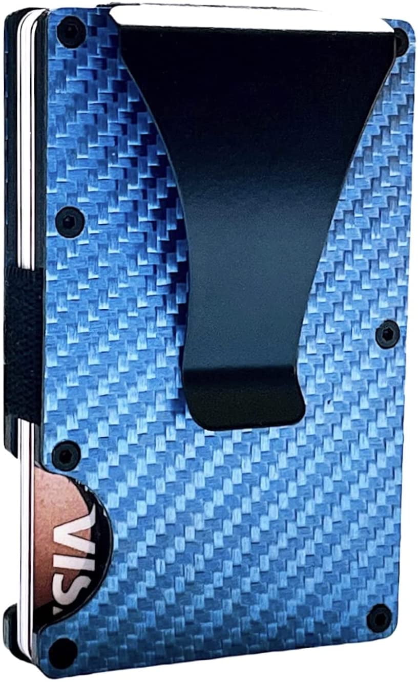 blue carbon fiber wallet