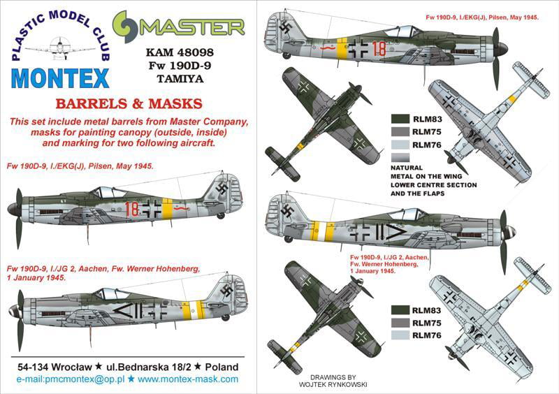 Metal Part #KAM48169 Montex KAM 1:48 Bf-109 E-4 #1 for Tamiya Mask 