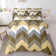 thumbnail image 1 of Erosebridal Abstract Stripes Bedding Sets Full Size, Brown Comforter Sets with Sheets, Futuristic Minimalism Decor, Reversible, 1 of 5