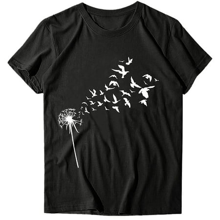 

Simplmasygenix Women Tops Summer Clearance Women s Fashion Casual Printing O-Neck Loose Short Sleeve T-shirt Pullover Tops