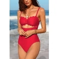 thumbnail image 3 of Women's Scallop Trim One Piece Swimsuit Sexy Cutout Bathing Suit Tummy Control Slim Monkini, 3 of 5