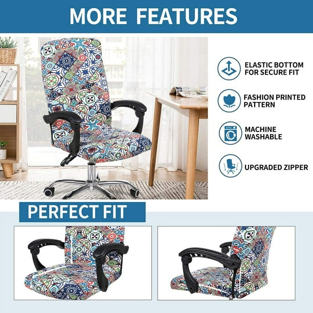 FFIY Stretch Printed Computer Office Chair Covers, Soft Fit Universal Desk  Rotating Chair Slipcovers, Removable Washable Anti-Dust Spandex Chair
