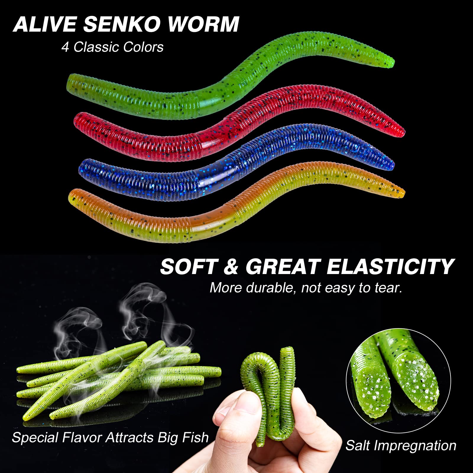 Bass Fishing Lures With Weedless Hooks Sinkers And Rig Tool 133-Piece ...