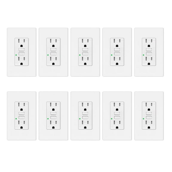 15amp Weather Resistant GFCI Outlet, Tamper Resistant GFI Receptacle with LED Indicator, Decor Wall Plate and Screws Included, ETL Certified, White 20 Pack