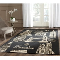 Safavieh Courtyard Gamal Novelty Indoor/Outdoor Area Rug, Black/Beige, 4' x 5'7"