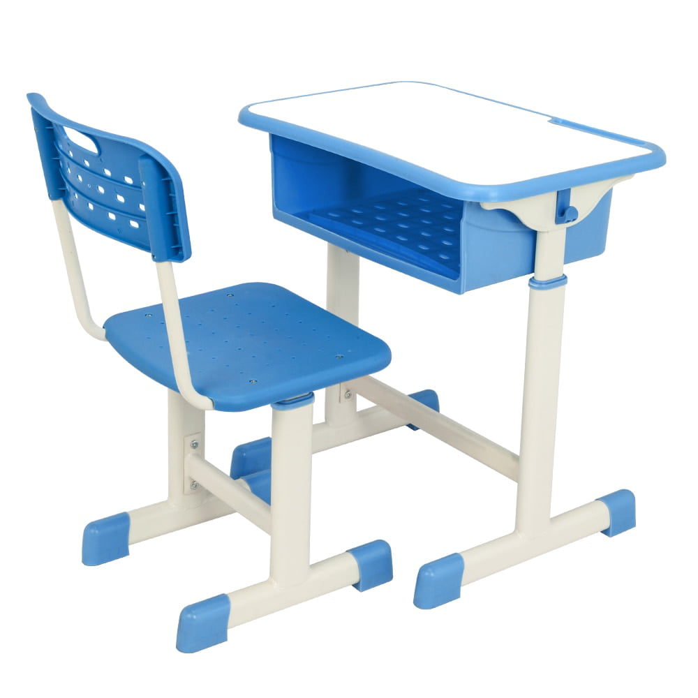 Height Adjustable Student Desk And Chair Kit Child Student Study Table School Desk Home Furniture Storage Blue Walmart Com Walmart Com