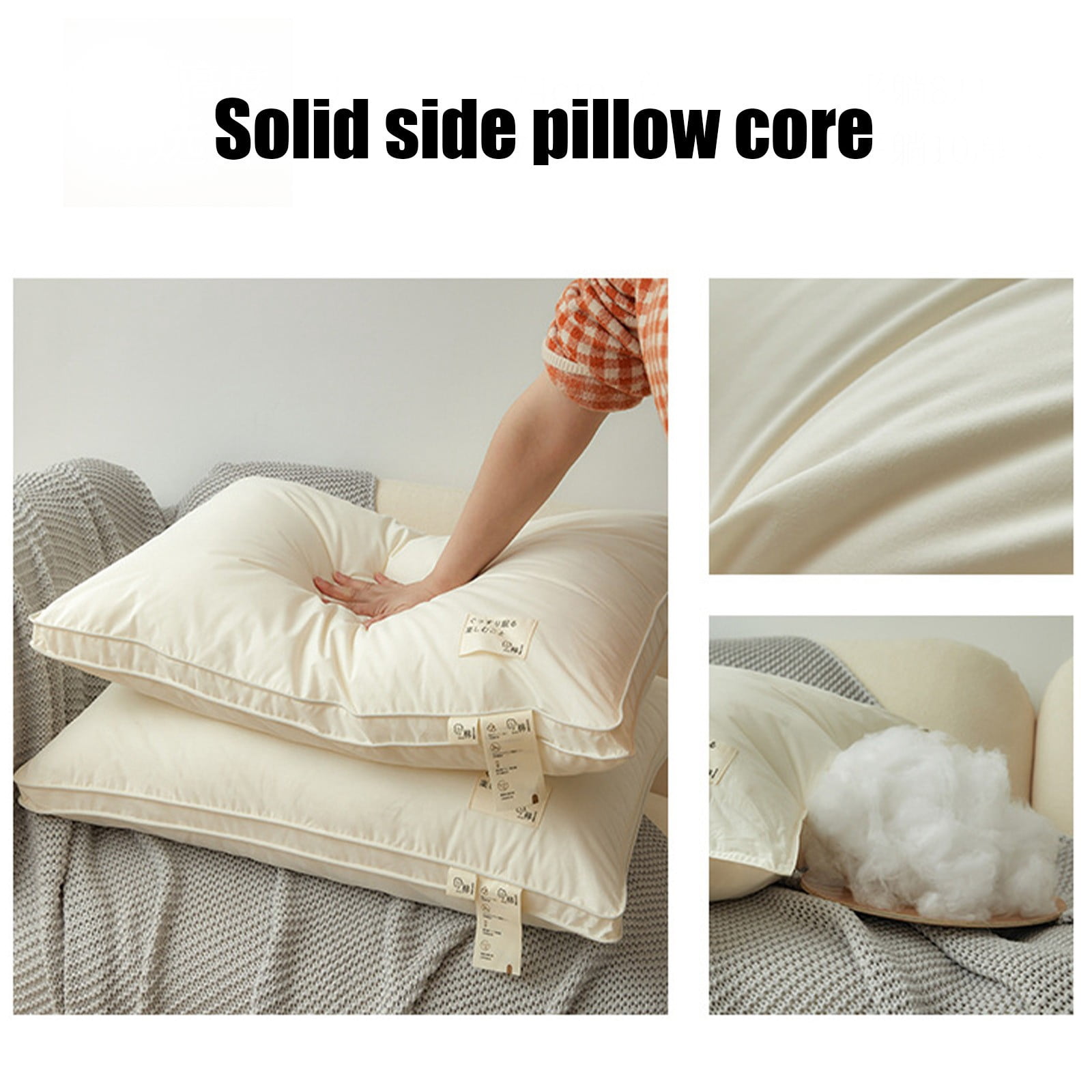 weibbin Soft Cotton Bedside Hugging Pillow 29x19 Inch For Neck Support, Plush Body Pillow Insert