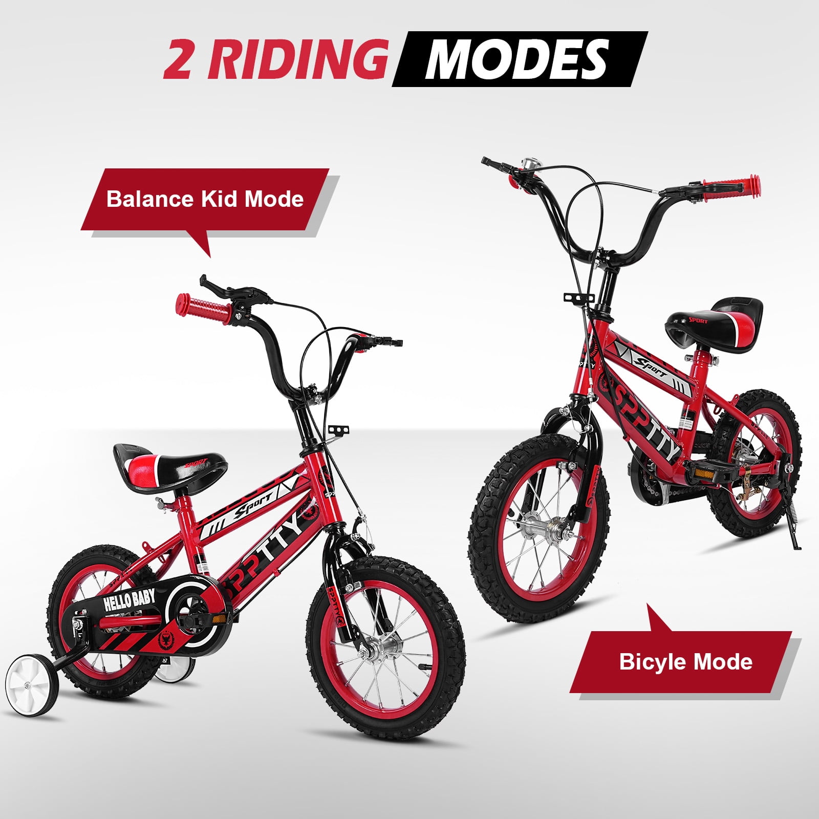 SPPTTY Kids Bike for 2-16 Years Old,12"-20" Bike for Boys Girls with Training Wheels,Dual Hands Brakes