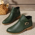 thumbnail image 6 of Kidagic Women's Retro Mid Calf Boots Side Zipper Ankle Booties Mid Heel Casual All Seasons Wear(Color:Green,Size:9.5), 6 of 9