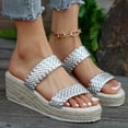 thumbnail image 5 of Rokment Metallic Silver Boho Espadrilles Platform Wedge Dress Sandals for Women Fashion Casual Braided Leather Open Toe Chunky High Heels Beach Summer Shoes A Size 6, 5 of 8