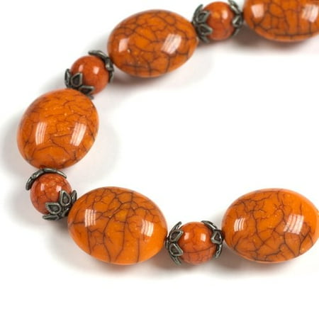 Cousin Acrylic Bead with Cap Strand, Orange, 48pc