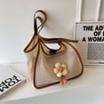 thumbnail image 3 of Bolso de hombro para mujer Bolso con asa superior tejida hueca a la moda (marrón), 3 of 6
