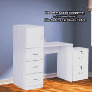 Ktaxon 3-Drawer Rolling Wood File Cabinet with Lock, Portable Vertical Mobile Wooden Storage Filing Cabinet for Home Office,White