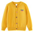 thumbnail image 2 of Sentuca Girls Cardigan Sweater, Long Sleeve Button Down Crewneck Sweater Kids Solid Embroidery Coat Size 9-10Y Yellow, 2 of 7