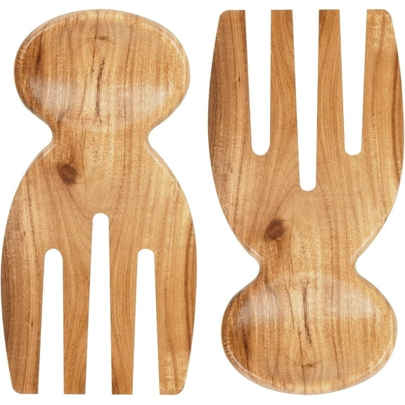 Salad Tongs, Wood Salad Hands, Acacia Wooden Salad Tongs, Wooden Salad Serving Utensils for Tossing & Serving, Kitchen Salad Servers Set