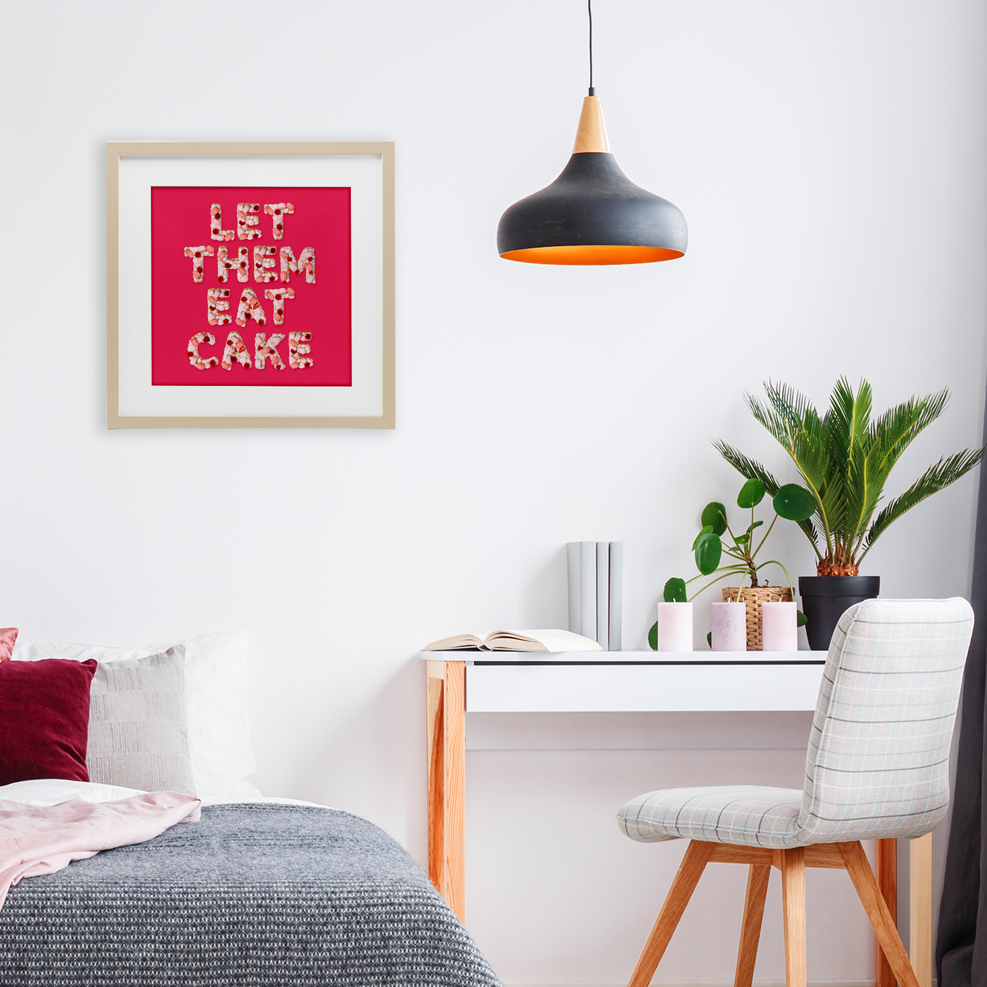 Let Them Eat Cake Birch Framed Print Under Glass, design by LISH Creative