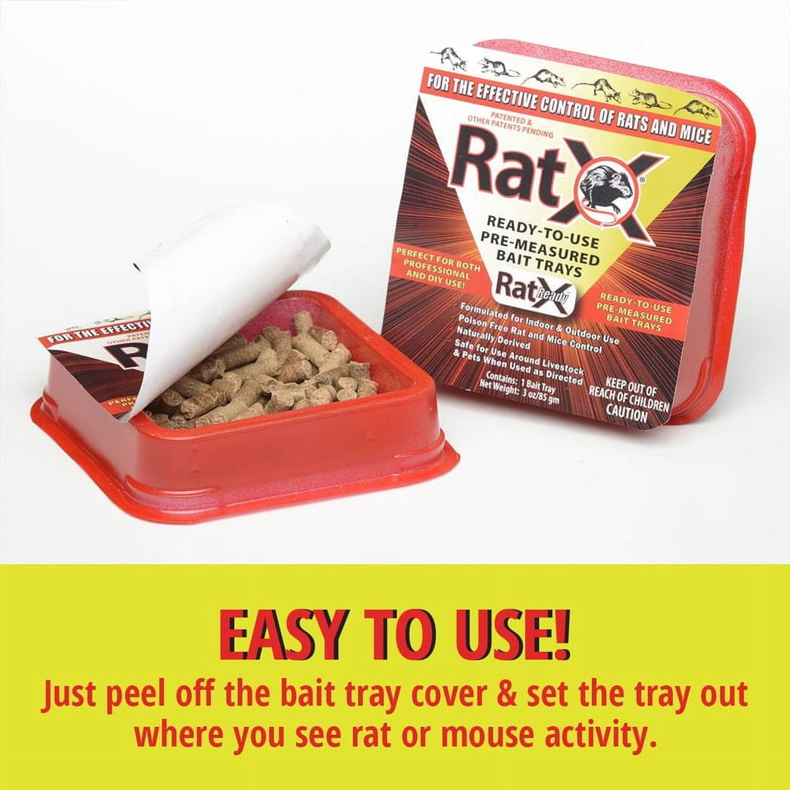 RatX Ready-to-Use Non Toxic Rat Bait Trays. Effective on All Species of Rats and Mice - 2pk