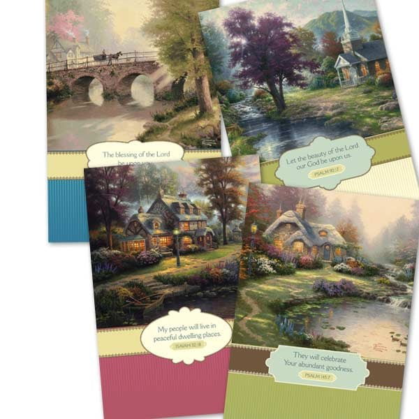 Thomas Kinkade Folded Note Cards w/ envelopes Bridge of Faith 10 pack Hallmark 