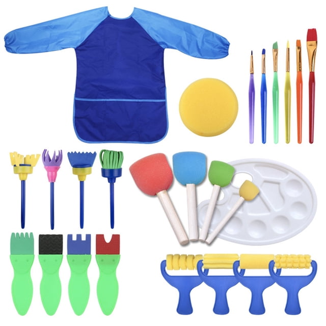 25PCS Sponge Painting Brushes Kit Assorted Paint Craft Brush Paint Sponge Tool