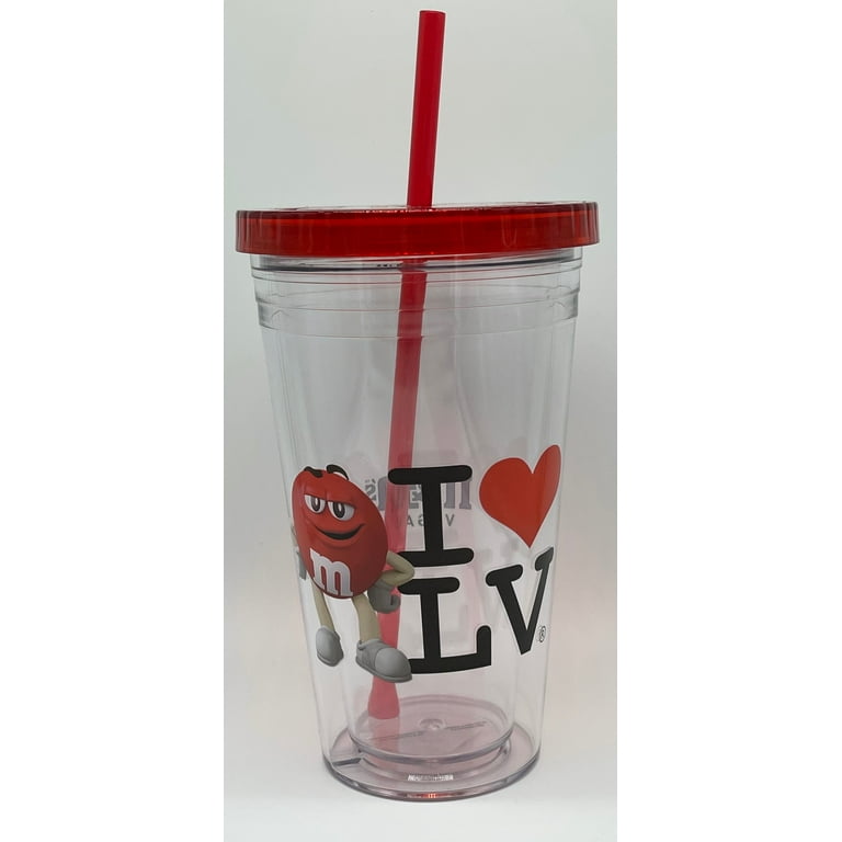 M&M's World I Love Las Vegas Red Characters Tumbler with Straw New
