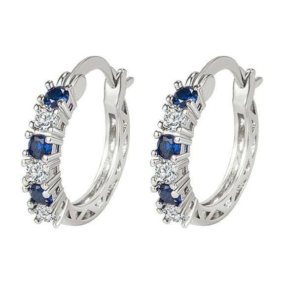 Wioihee Aquamarine Earrings Female European and Diamond Set Zircon Earrings Colorful Blue Crystal Earrings