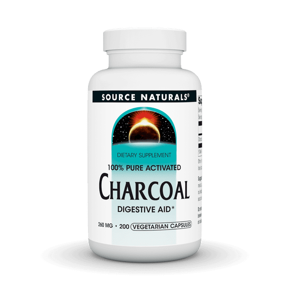 Source Naturals Charcoal - 100% Pure Activated, Digestive Aid* - 200 Vegetarian Capsules