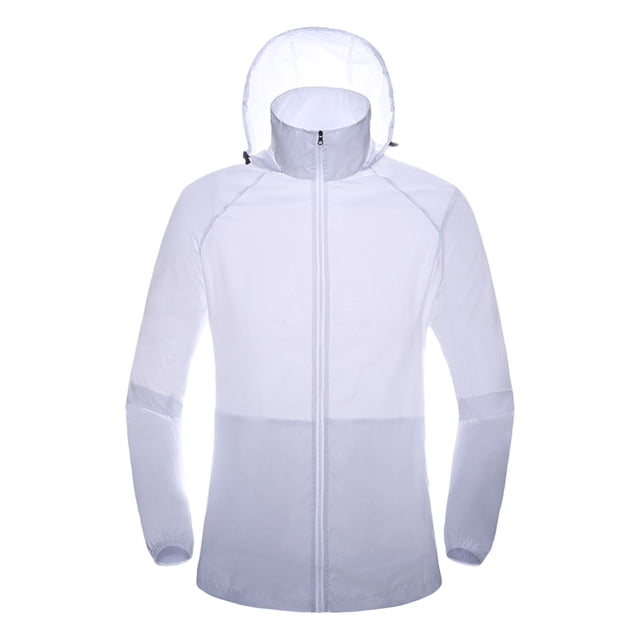 WEIYLL Womens Fleece Jacket Windproof Ultra-Light Rainproof Windbreaker White Fall Coats Size M