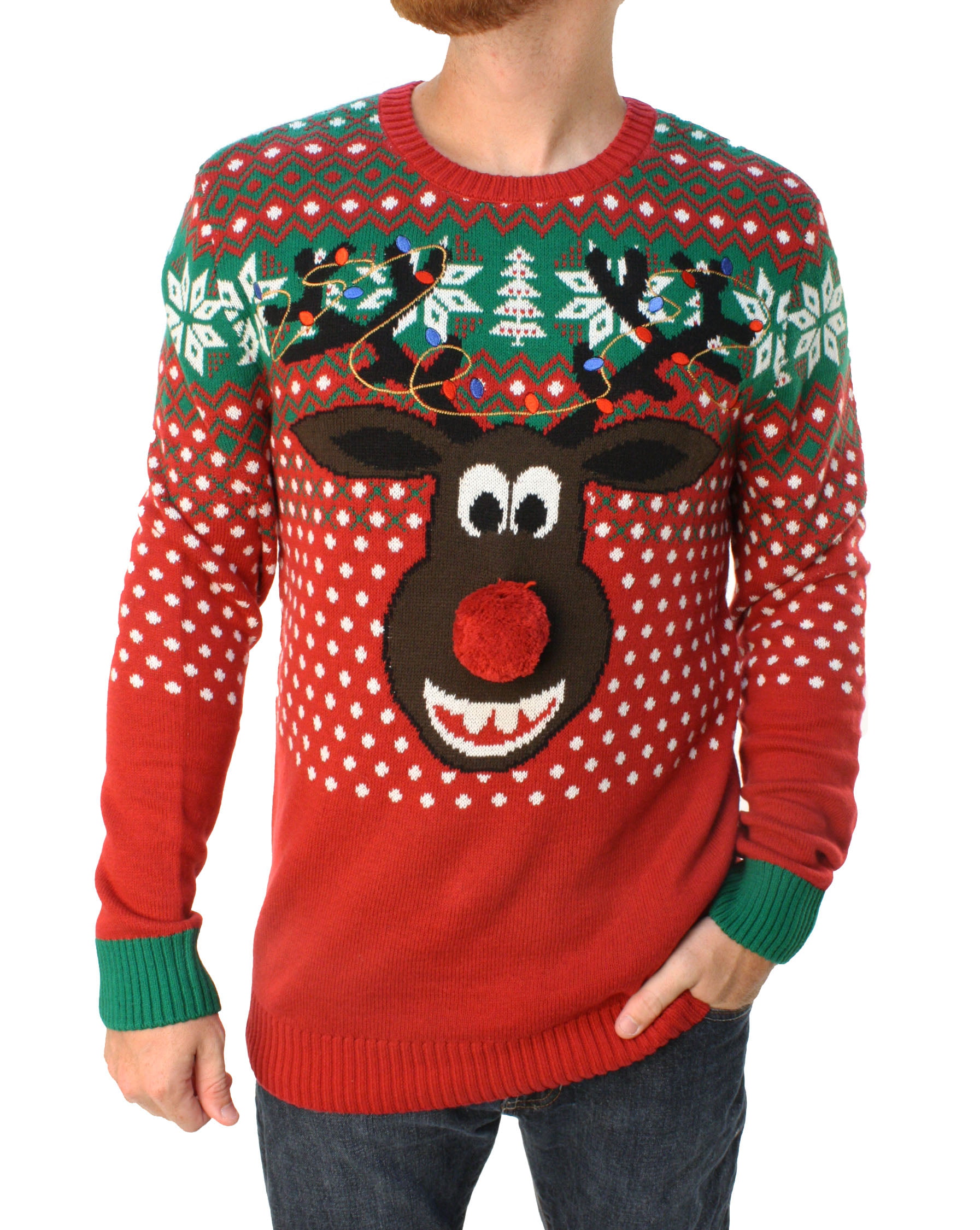 Ugly Christmas Sweater - Ugly Christmas Sweater Men's Rudolph Surprise...